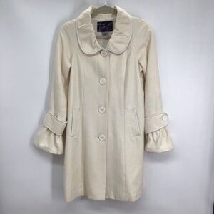 Jack By BB Dakota Wool Blend 3/4 Length Winter Coat Creme Career Warm Size L